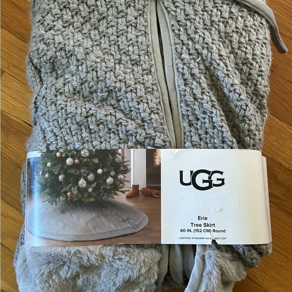 UGG Gray Cable Knit Christmas Tree Skirt